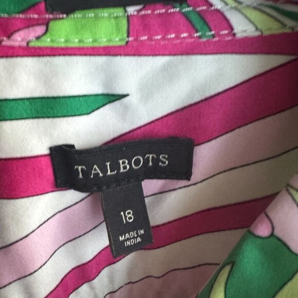Talbots Colourful Green Pink Shirt Midi Dress 18 - Picture 7 of 11